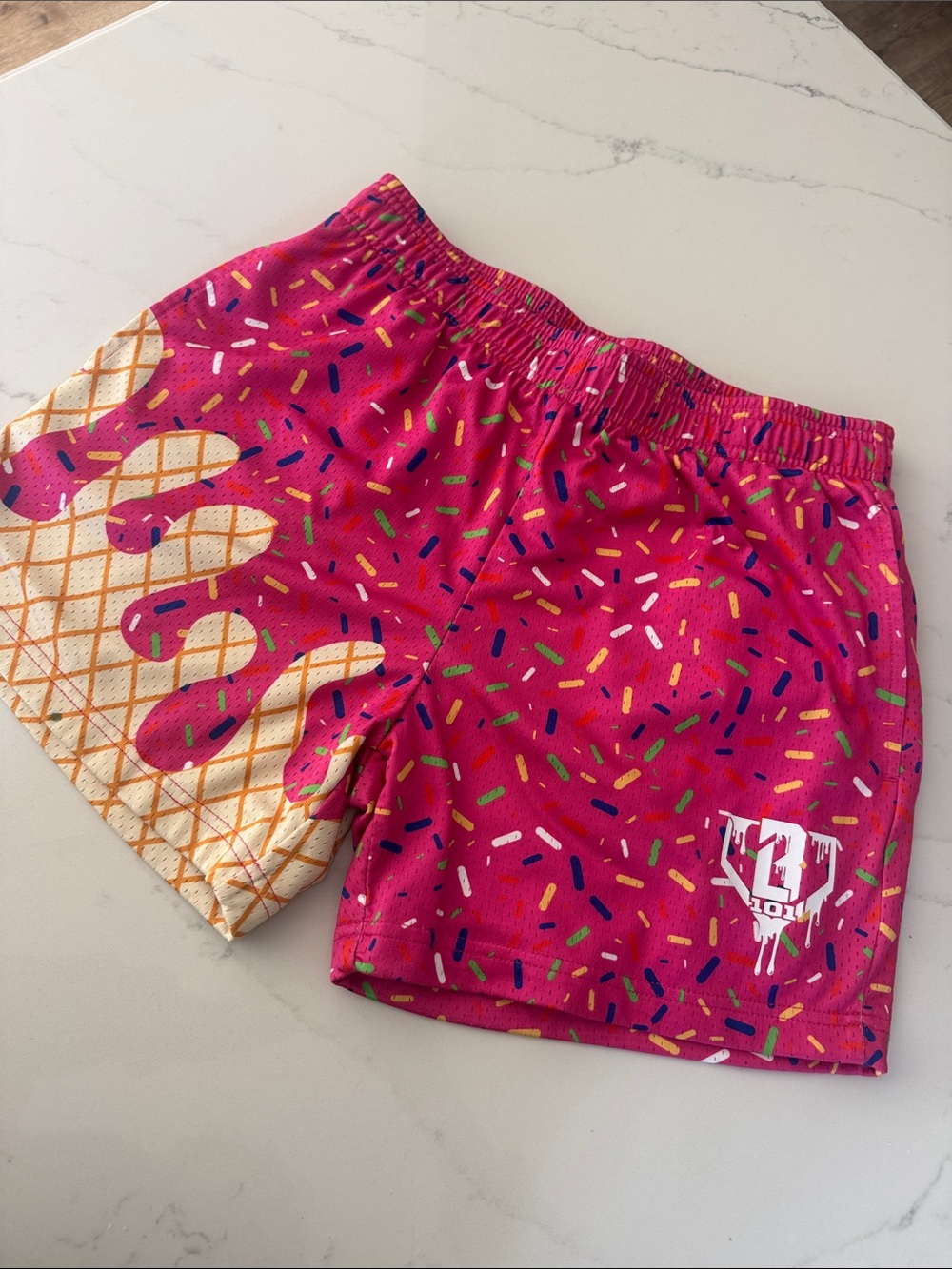 SM Men’s Ice Cream Sprinkle DRIP Print Shorts in Bright Pink B101 BASEBALL LIFE